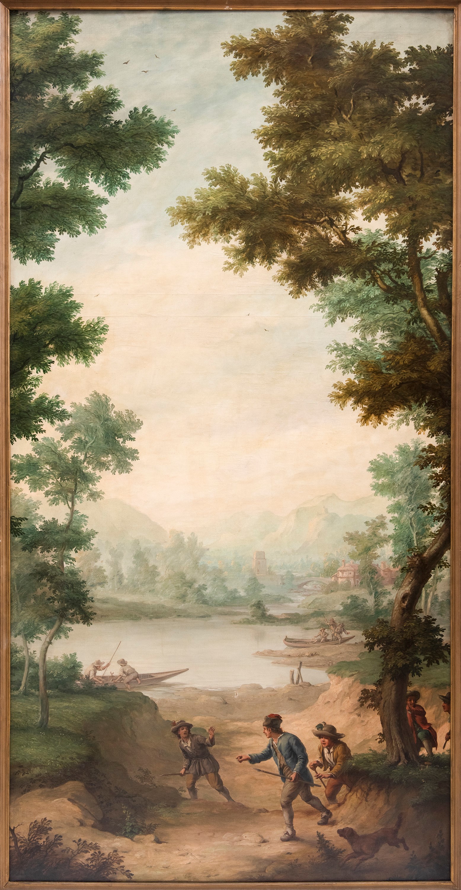 Luigi Rigorini - Scena di caccia, olio su tela