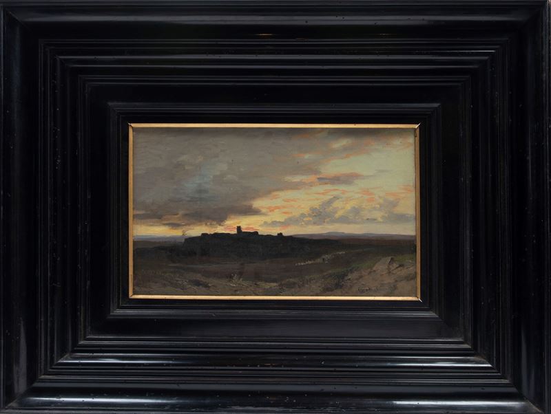 Hermann Corrodi - Veduta di campagna romana, olio su tela