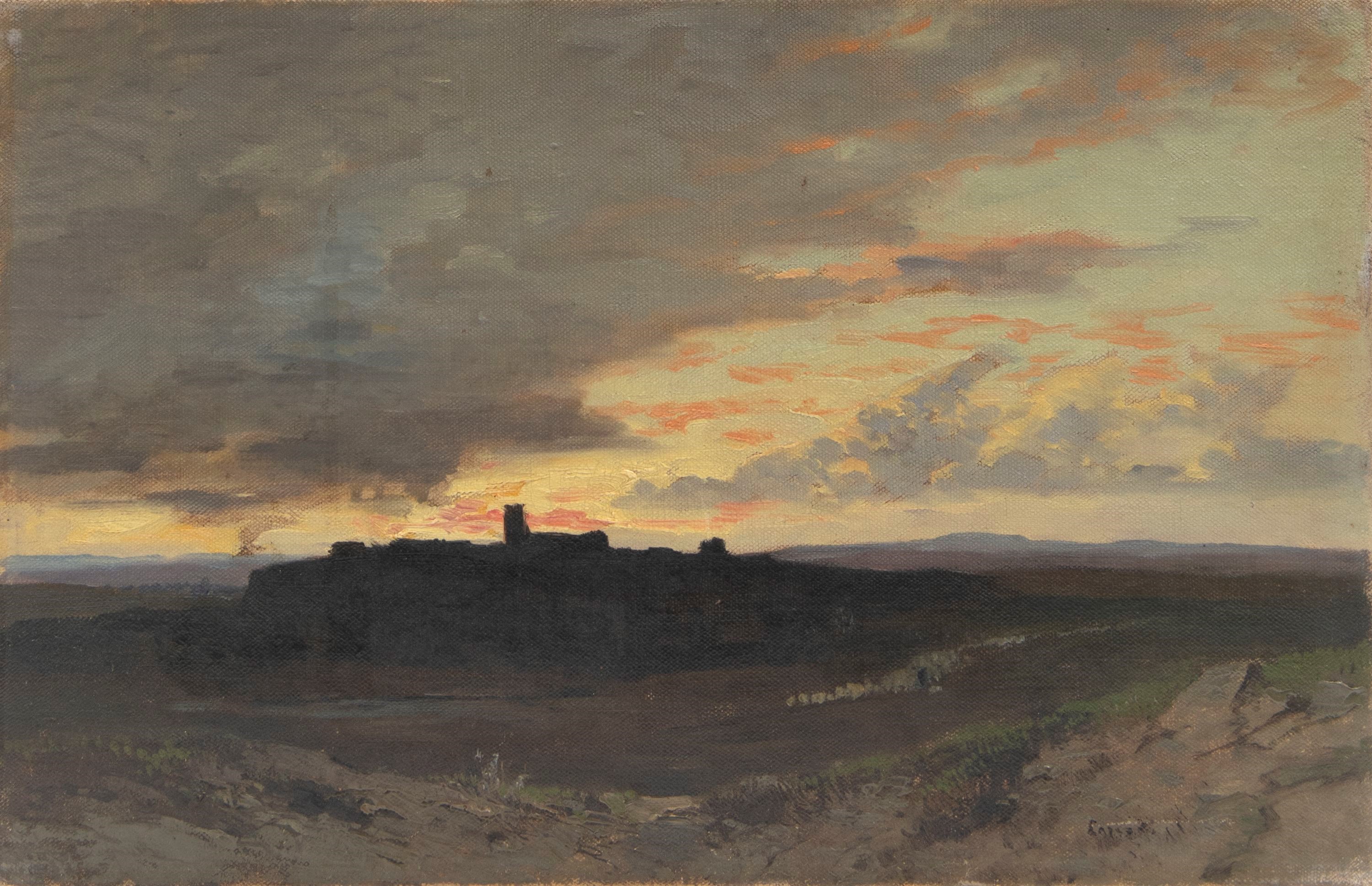 Hermann Corrodi - Veduta di campagna romana, olio su tela