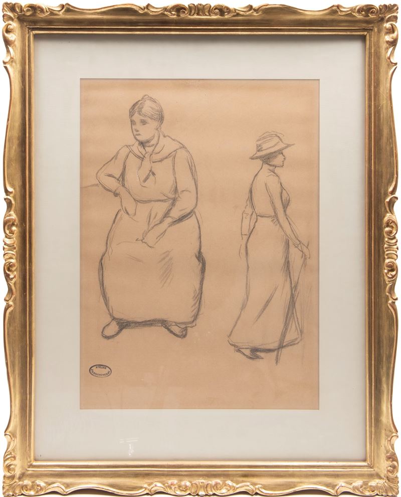Federico Zandomeneghi - Deux Femmes - Carboncino su carta