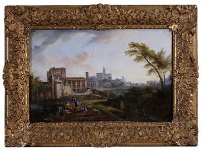 Veduta di Roma con il Campo Vaccino verso il Campidoglio, olio su tela