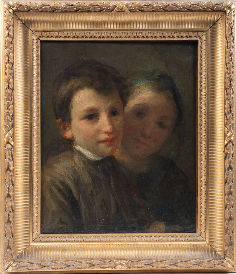 (attribuito A) Giovanni Carnovali Detto il Piccio - Ritratto della famiglia Cattaneo, olio su tel...