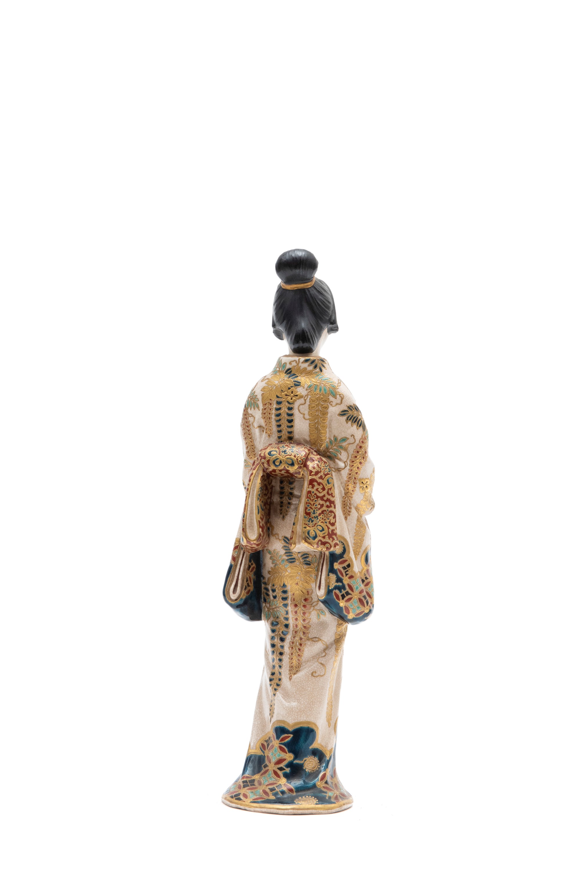 Scultura in porcellana Satsuma, raffigurante una dama, Giappone, periodo Meiji