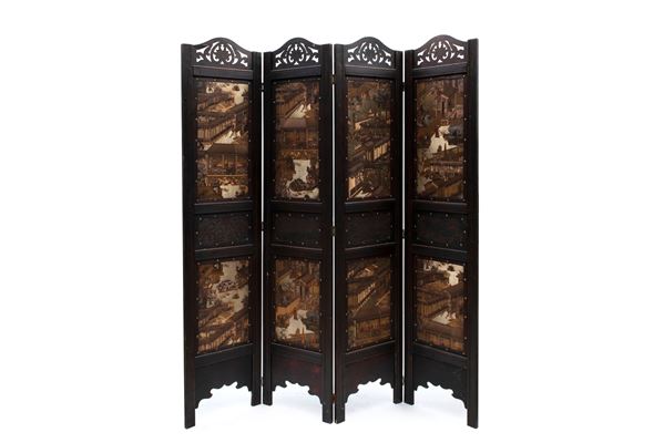 FOUR-PANEL SILK SCREEN