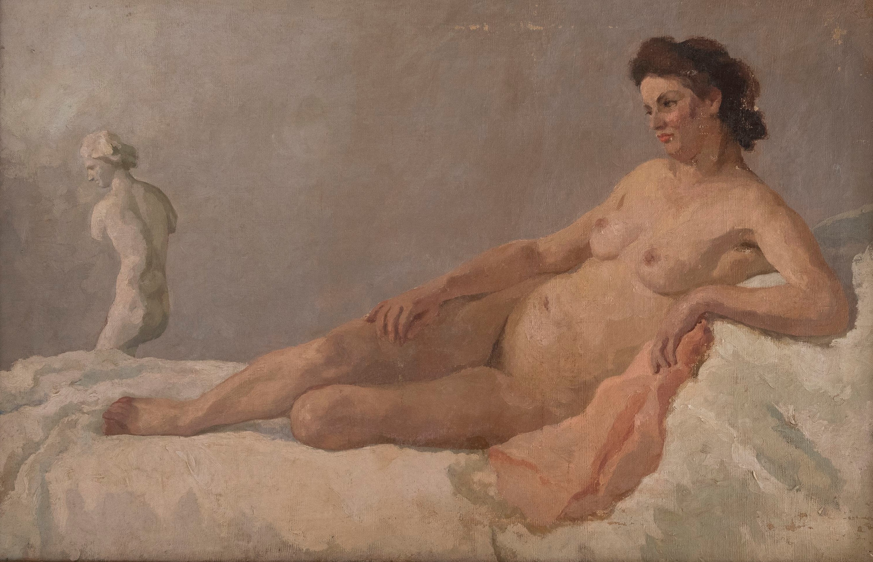 Scuola Romana, Nudo di donna distesa, olio su tela