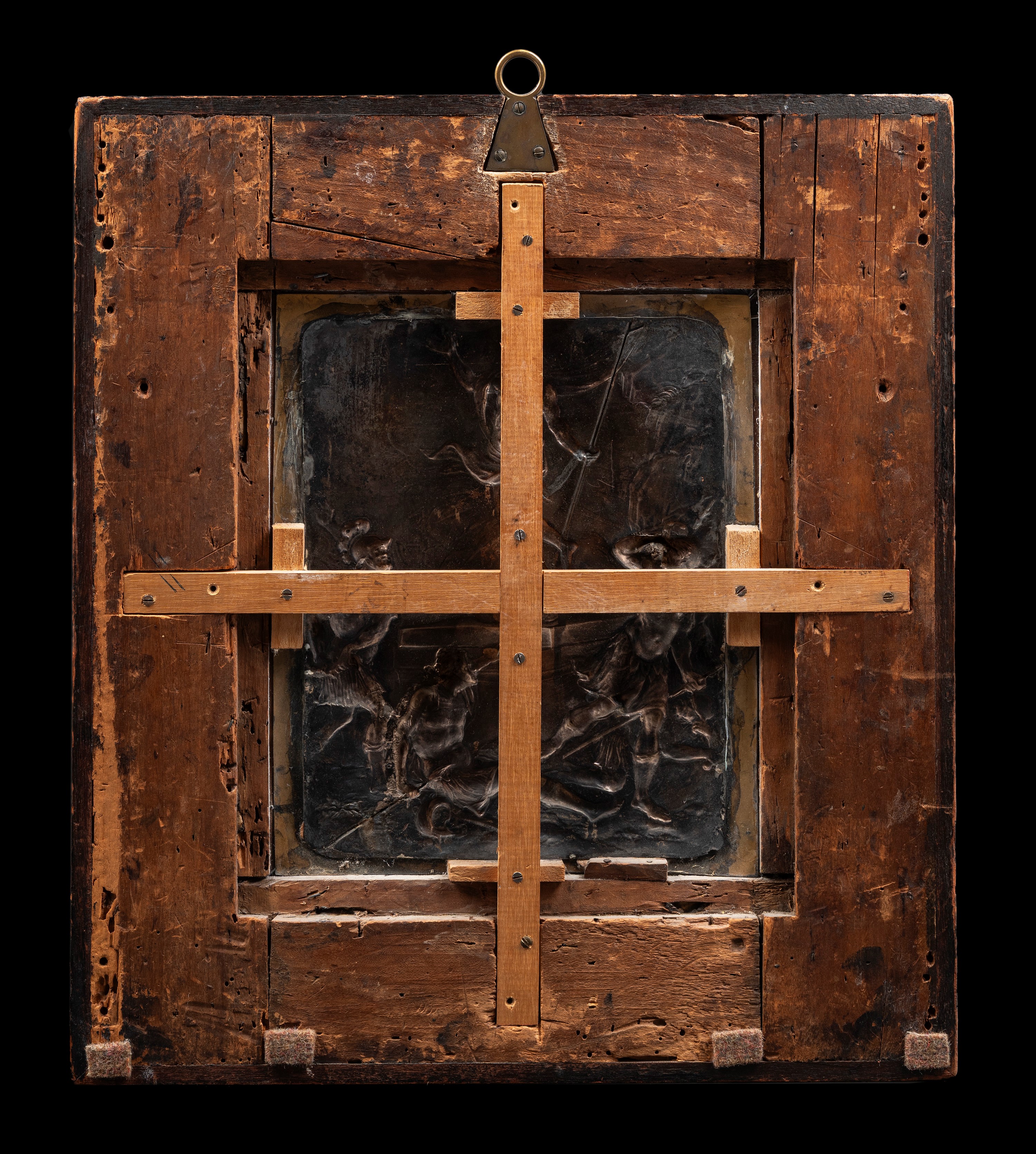 CORNICE EBANIZZATA ARGENTO E PIETRE DURE