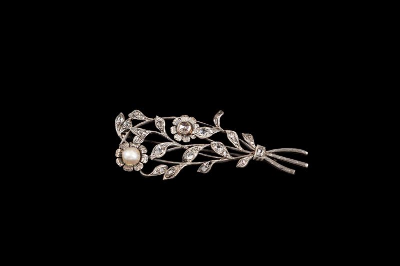 SPILLA IN ARGENTO E PERLA NATURALE