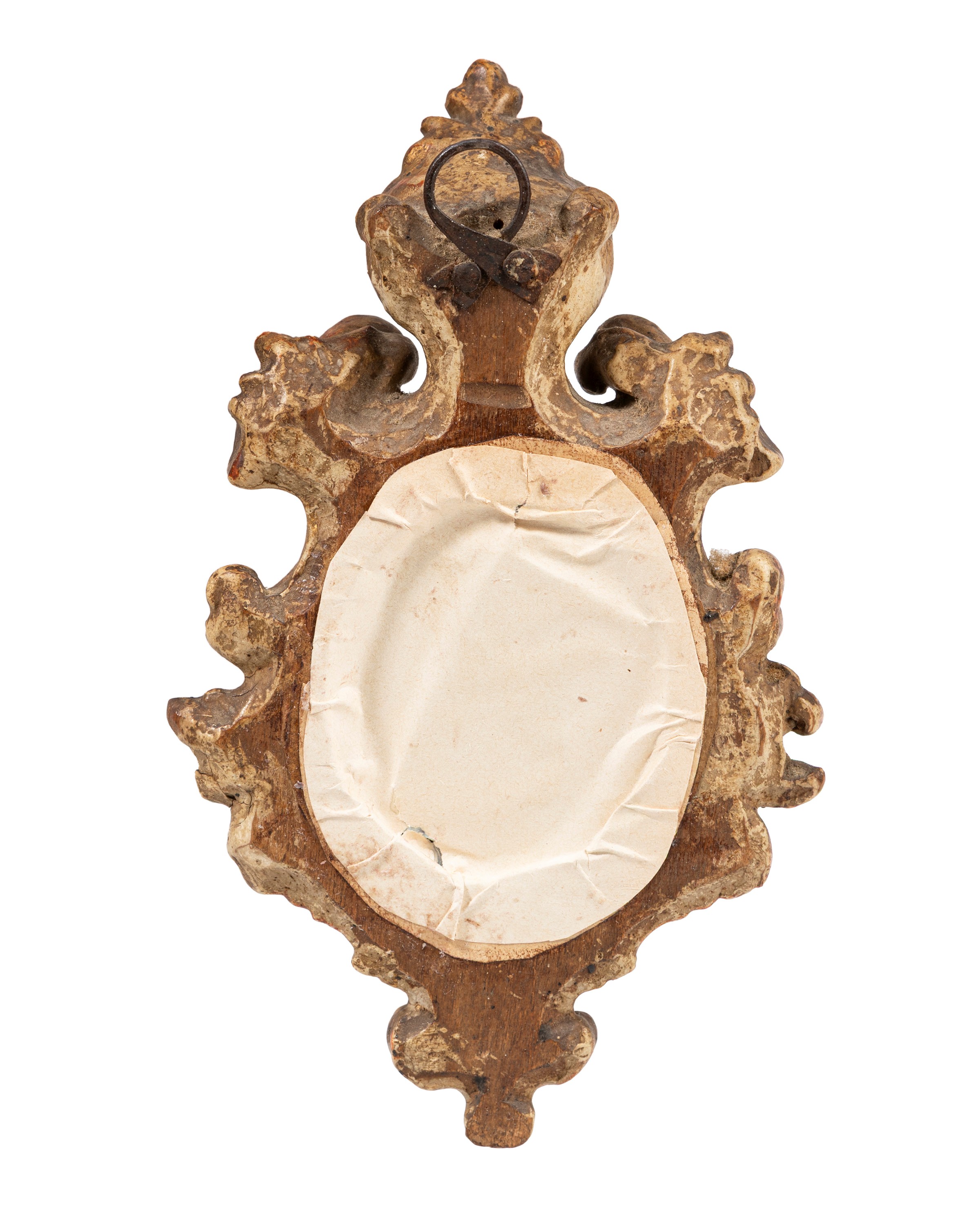 PLACCA IN SMALTO ENTRO CORNICE IN LEGNO DORATO
