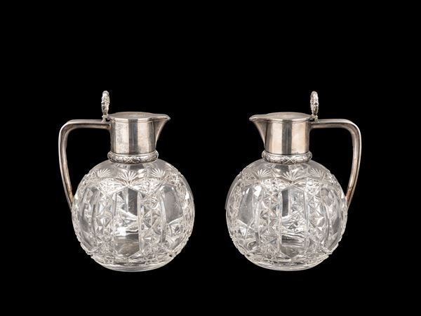 Fabergè - COPPIA DI BROCCHE IN CRISTALLO E ARGENTO