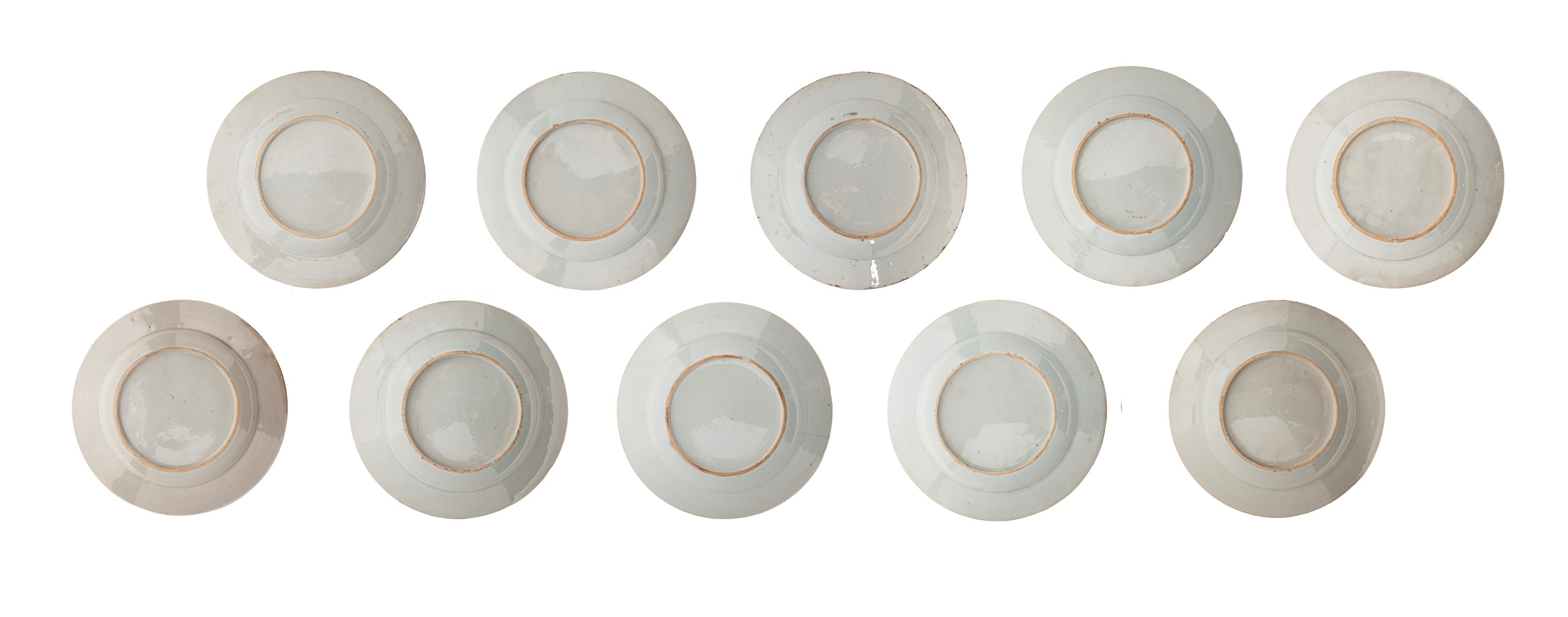 Cina (dinastia Qing, XVIII secolo), Set di dieci piatti in porcellana Imari