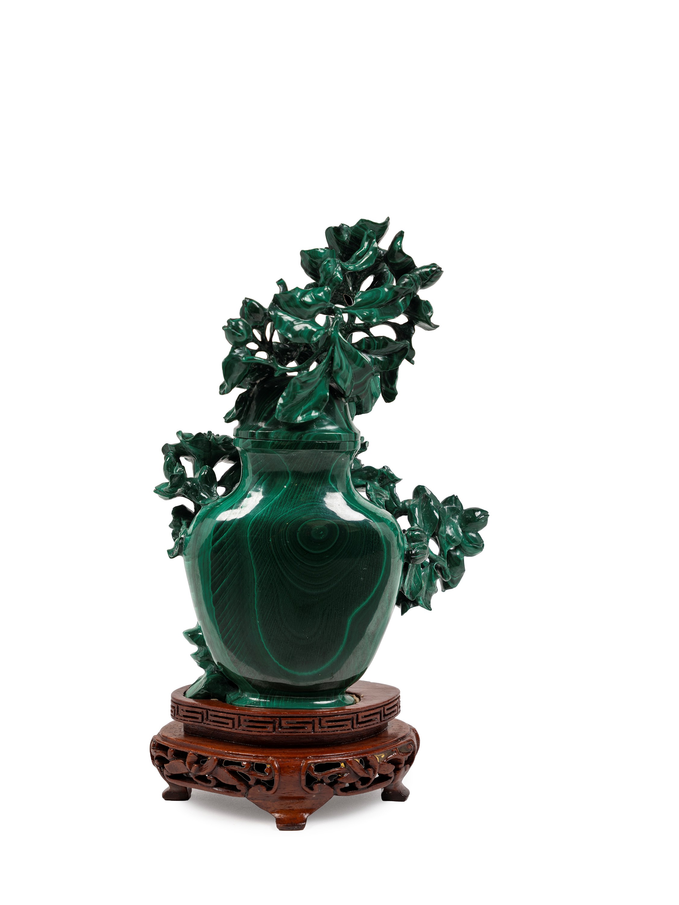 VASO CON COPERCHIO IN MALACHITE