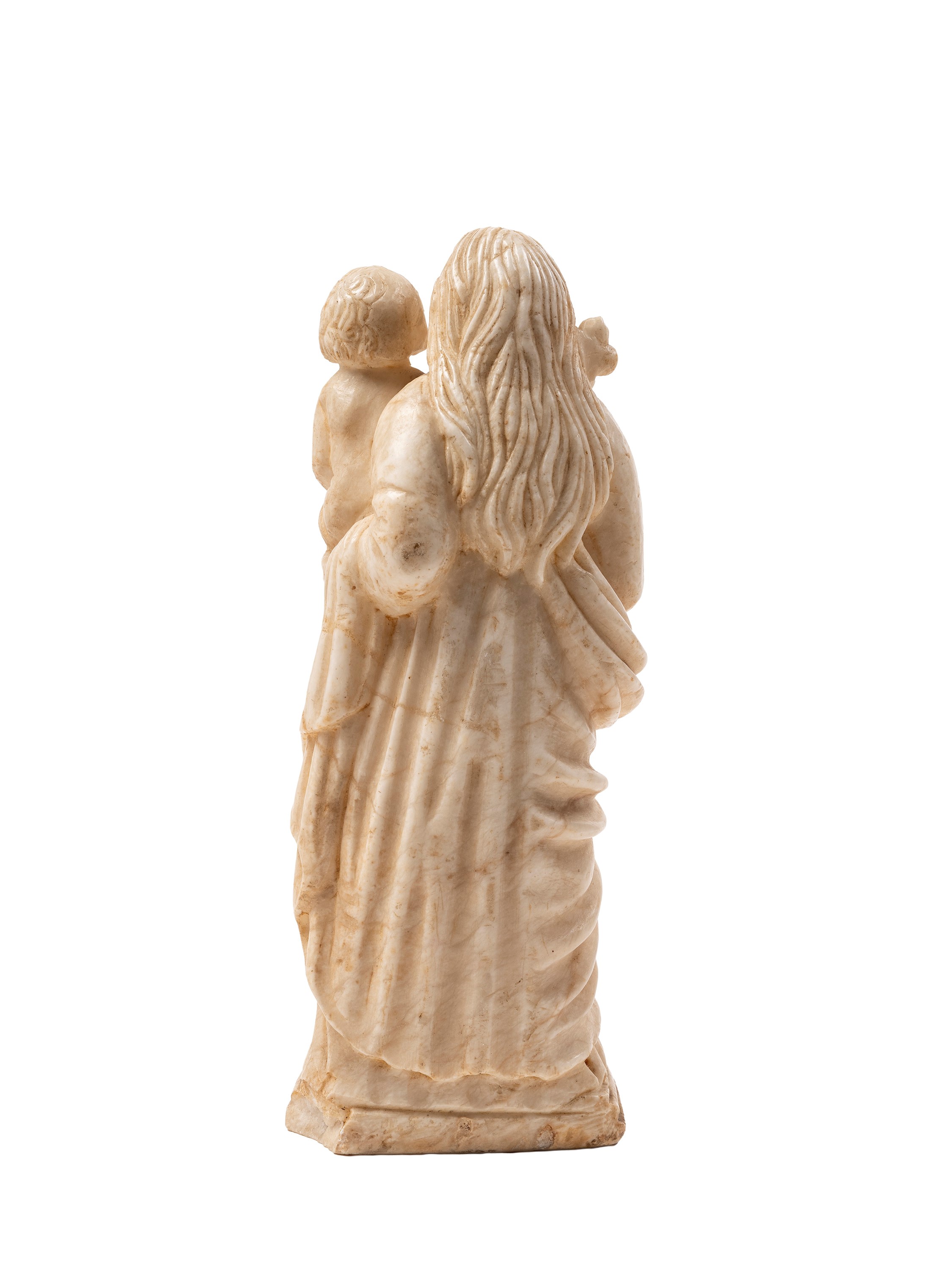 Scuola meridionale (XVII / XVIII secolo), Madonna con Bambino, scultura in alabastro