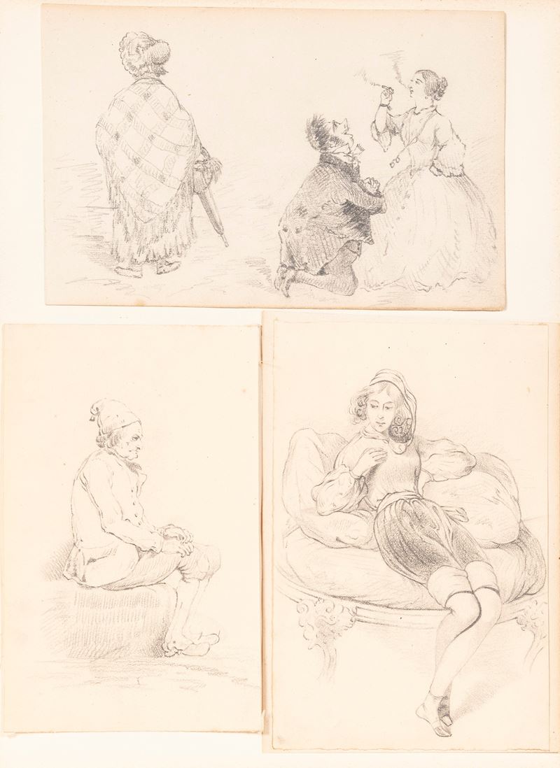 Eugène Giraud - Sei disegni caricaturali