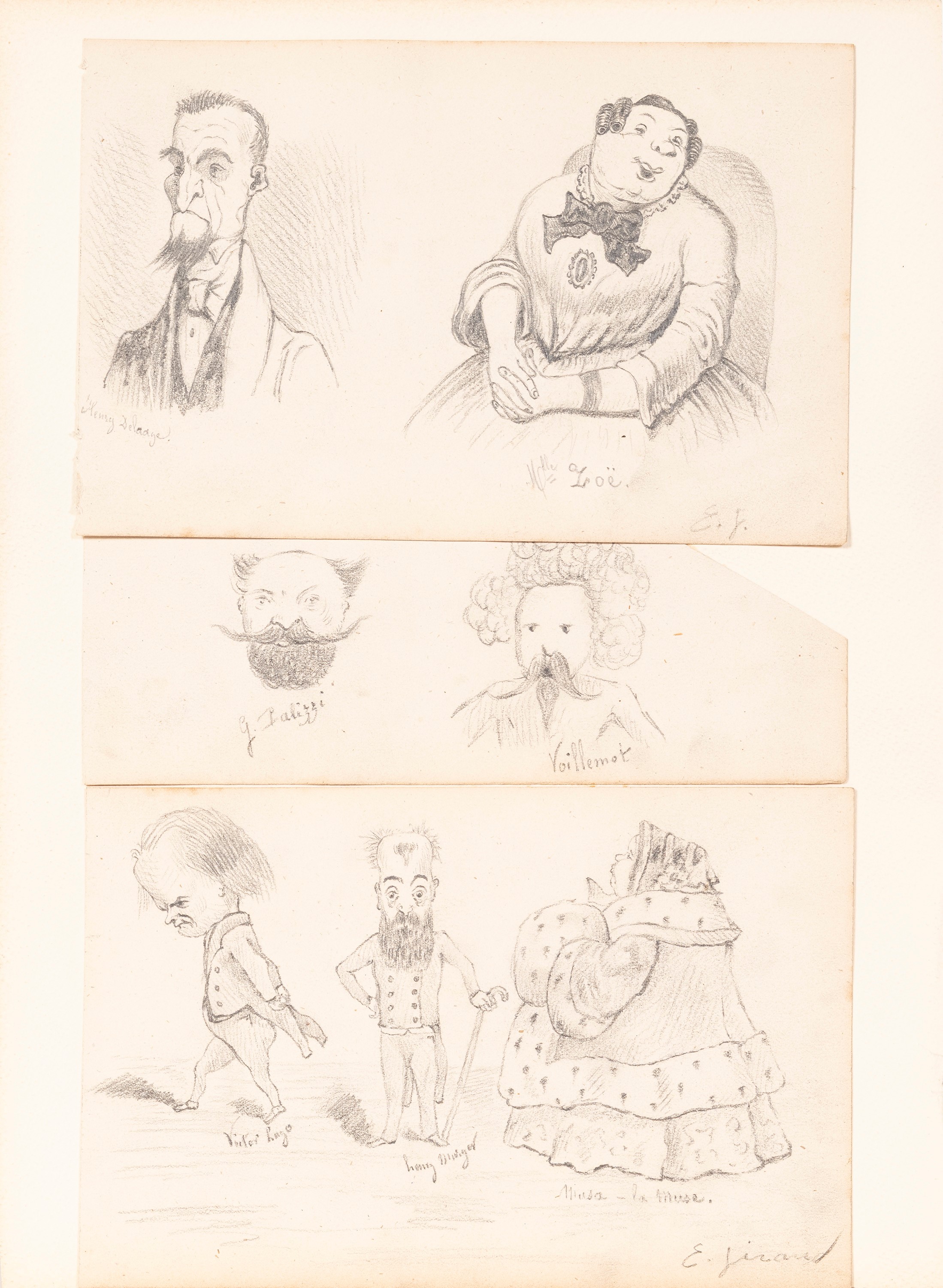 Eugène Giraud - Sei disegni caricaturali