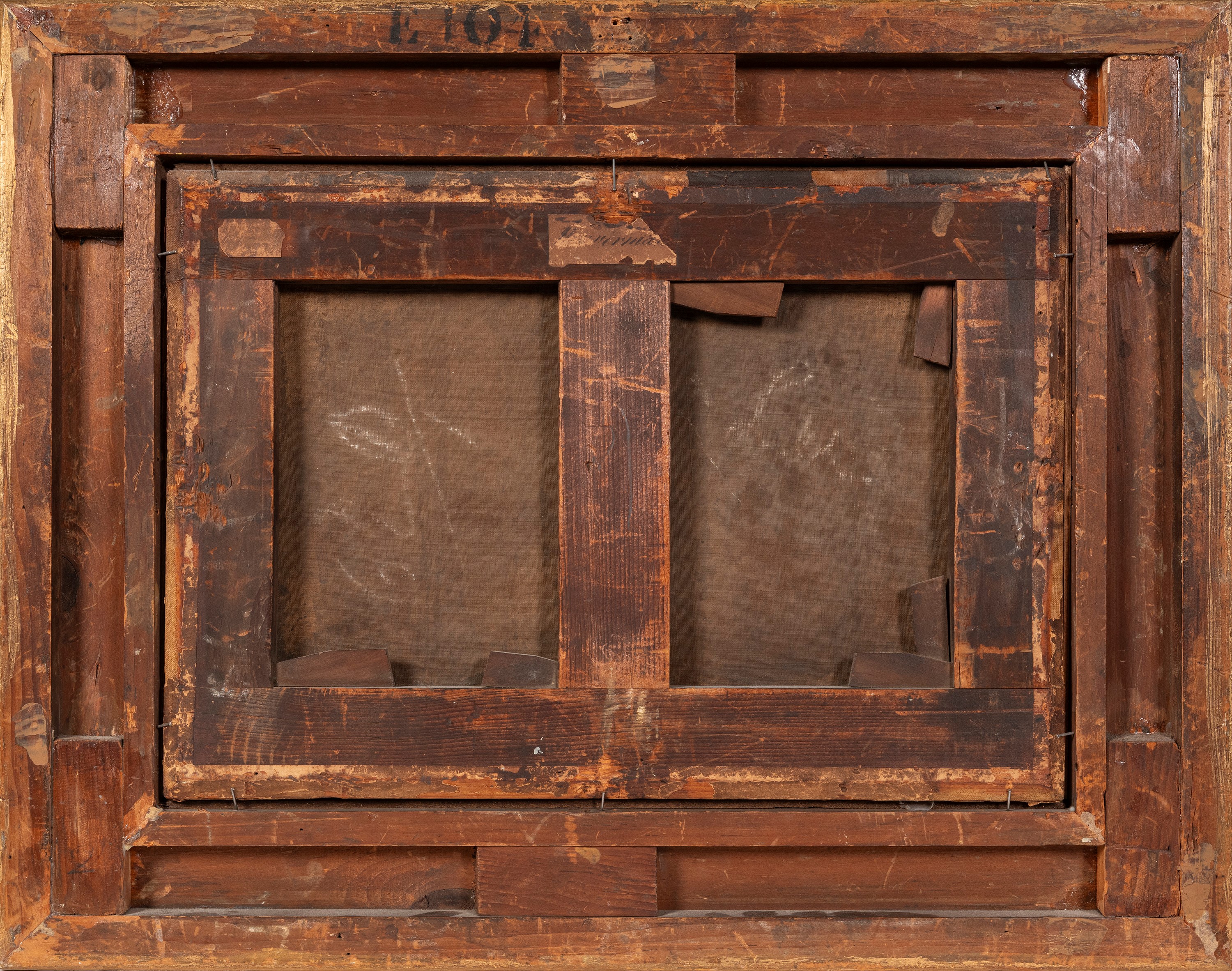 Scuola romana, Paesaggio bambozziante con architetture, olio su tela (XVIII secolo)