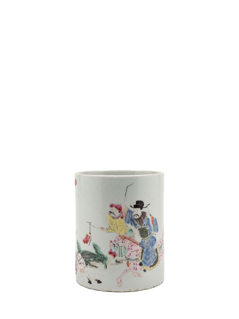 Cina, dinastia Qing (periodo Yongzheng), Portapennelli in porcellana della Famiglia Rosa