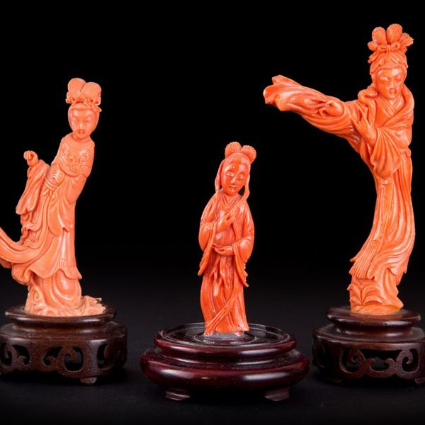 THREE LITTLE CORAL FIGURES