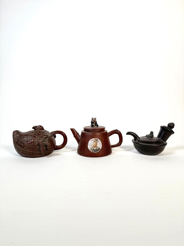 THREE YIXING TEAPOTS