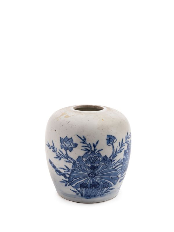 VASO DA ZENZERO IN PORCELLANA BIANCA E BLU