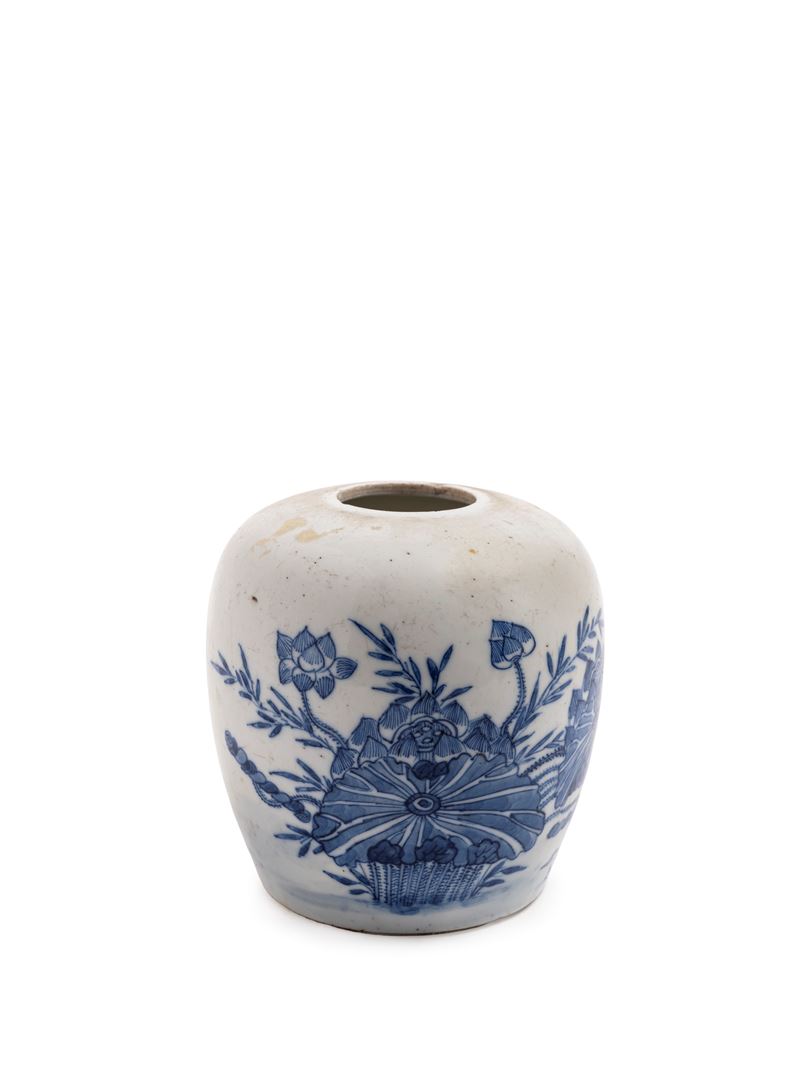 VASO DA ZENZERO IN PORCELLANA BIANCA E BLU