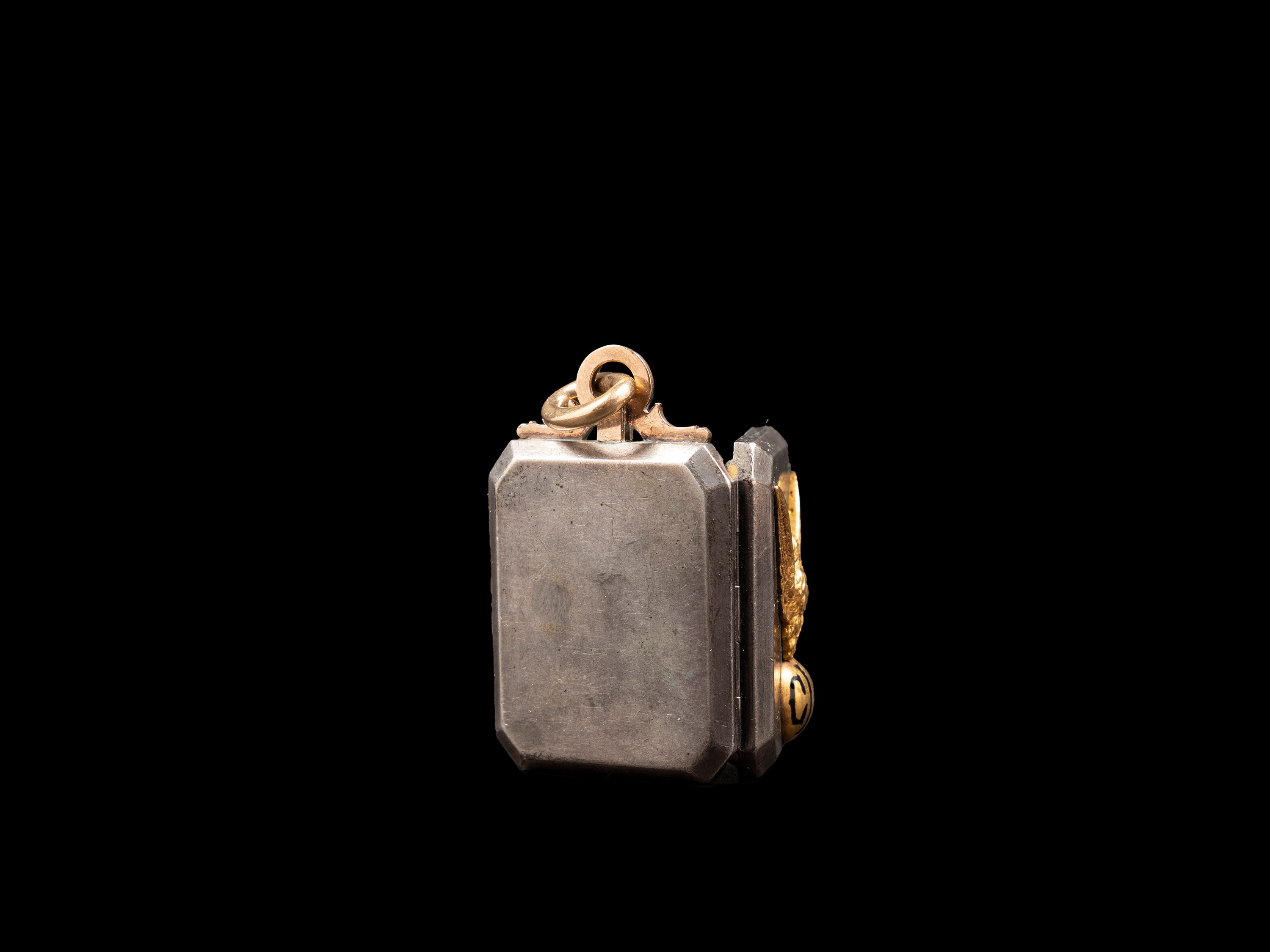 PENDENTE PORTAFOTO IN ORO E ACCIAIO