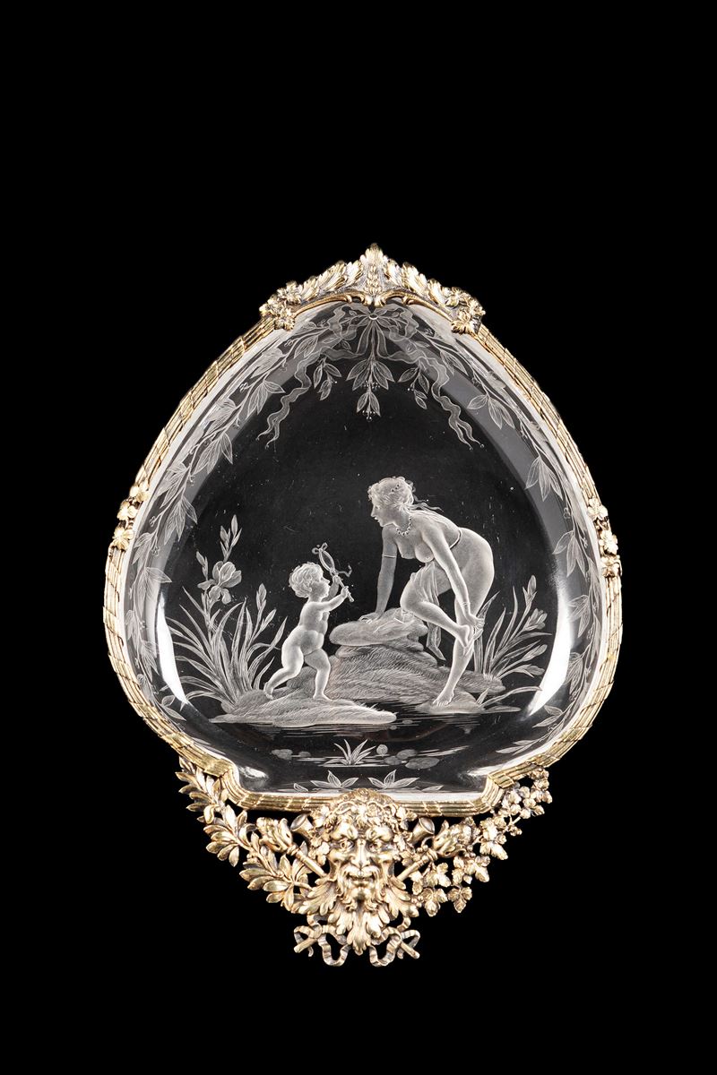 VASSOIO IN CRISTALLO E ARGENTO