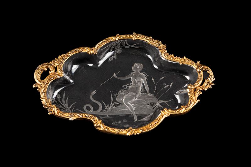 VASSOIO IN CRISTALLO E ARGENTO