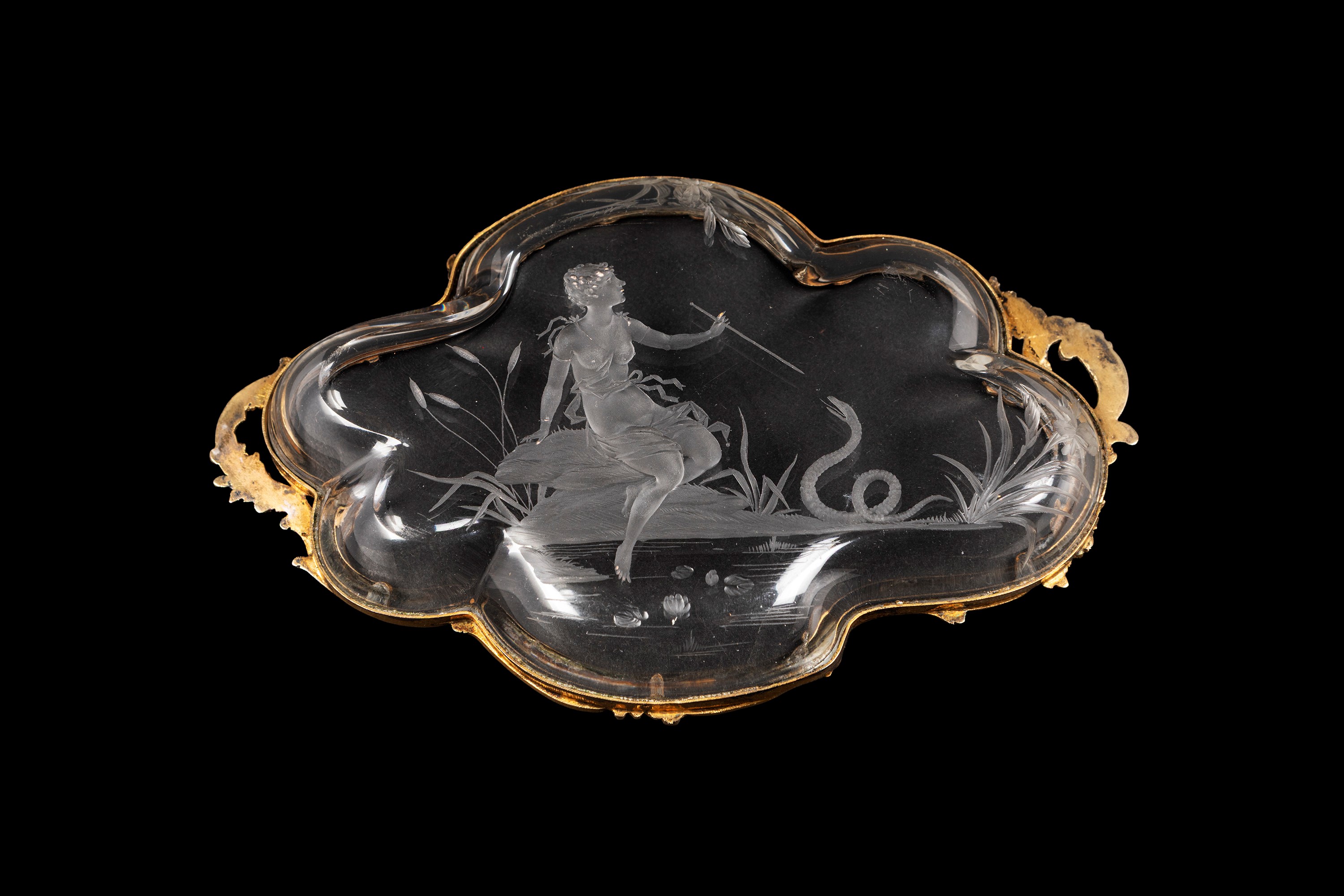 VASSOIO IN CRISTALLO E ARGENTO