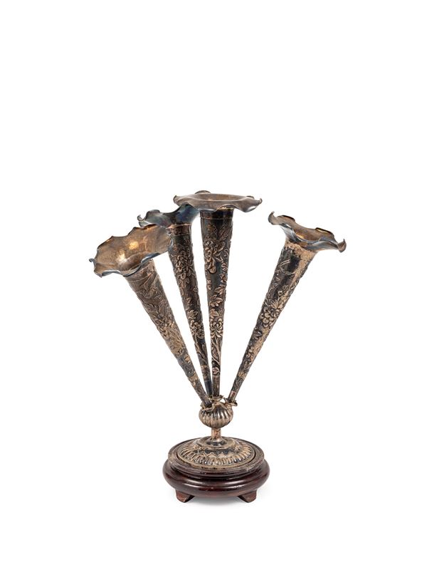 A SILVER TULIP-VASE