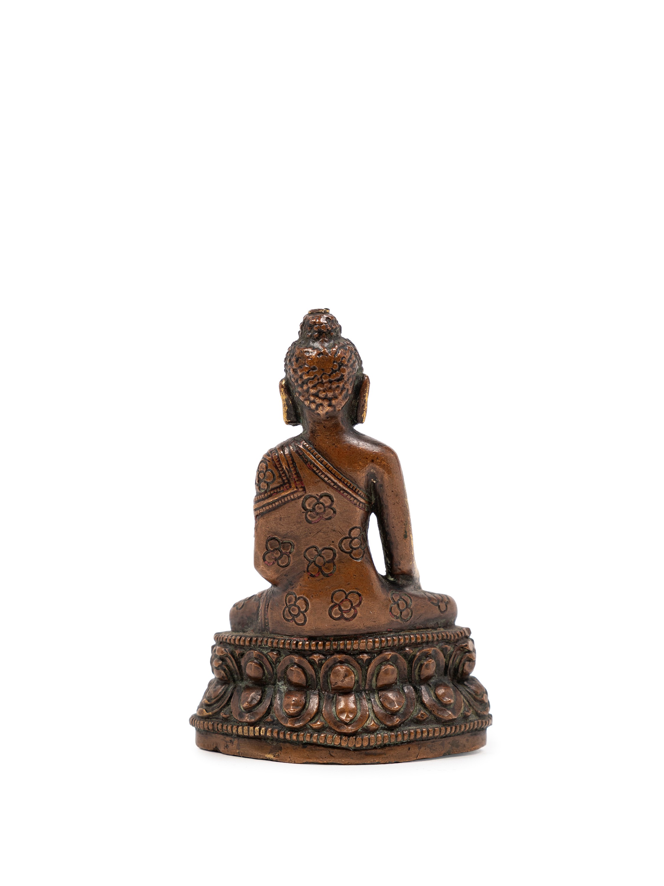 Cina, Buddha Shakyamuni, piccola figura in bronzo dorato (dinastia Qing, XIX secolo)