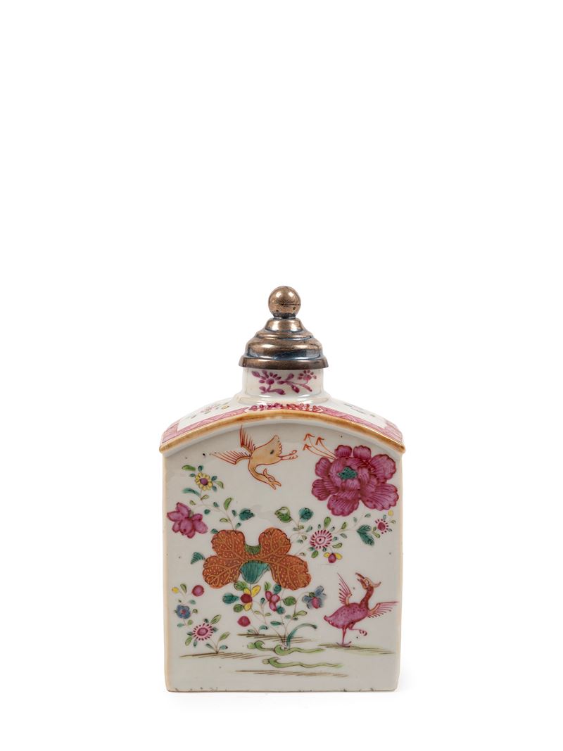 PORTA TÈ IN PORCELLANA FAMIGLIA ROSA