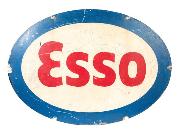 AN 1980s ESSO GAS STATION OVAL ADVERTISING SIGN