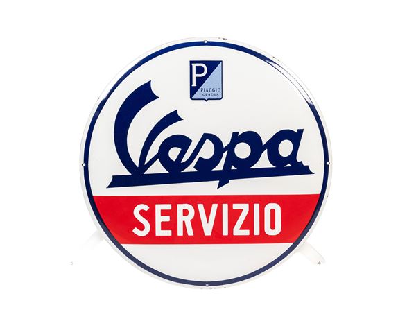 VESPA SERVICE PIAGGIO ROUND SHIELD ADVERTISING SIGN
