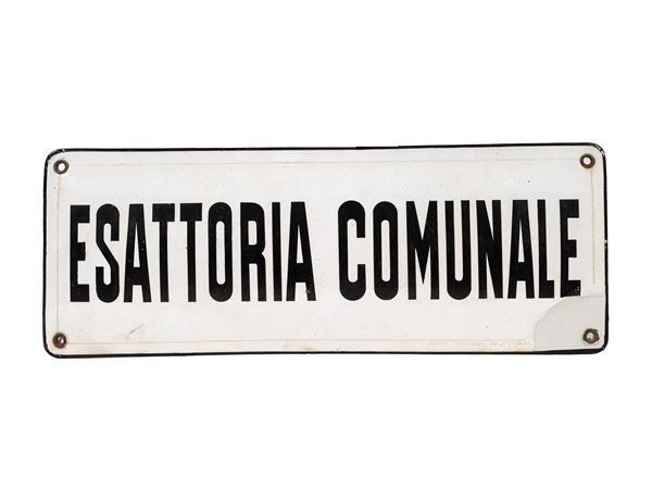 ANTIQUE BLACK-AND-WHITE SIGN: MUNICIPAL TAX OFFICE