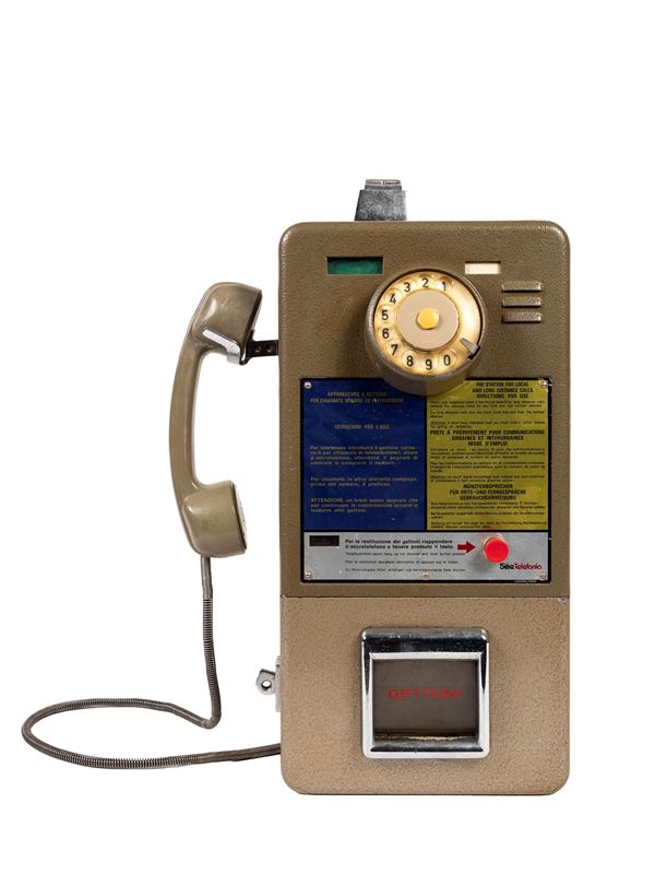 GREY SIP COIN-OPERATED TELEPHONE BOOTH FROM THE 1970s
