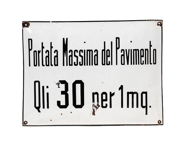 INSEGNA ANTICA BIANCO E NERO PORTATA MASSIMA DEL PAVIMENTO QLI 30 PER 1 MQ