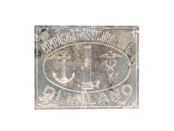 ANTIQUE SIGN OF AN INSURANCE COMPANY IN MILAN