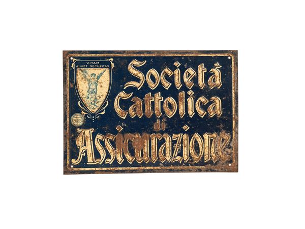 ANTIQUE SIGN OF THE CATHOLIC INSURANCE COMPANY