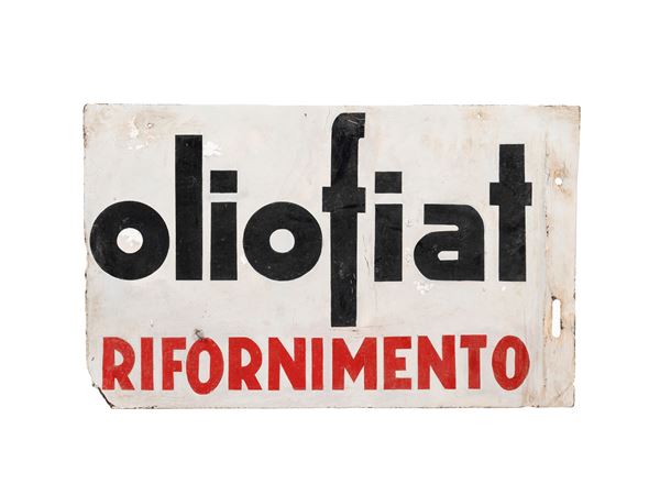 DOUBLE-SIDED OLIOFIAT REFUELING ADVERTISING SIGN