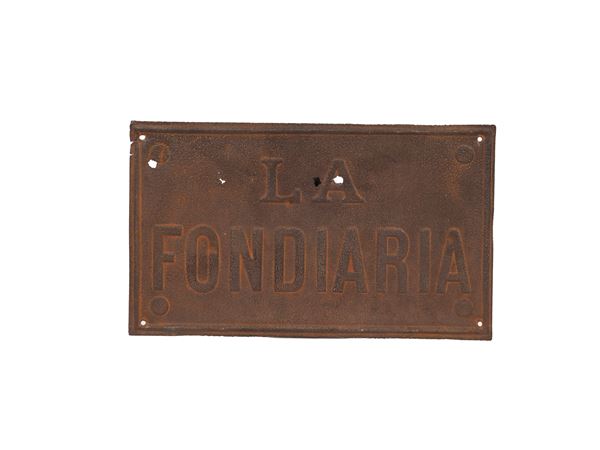 VINTAGE SIGN FOR LA FONDIARIA INSURANCE COMPANY, 1960S