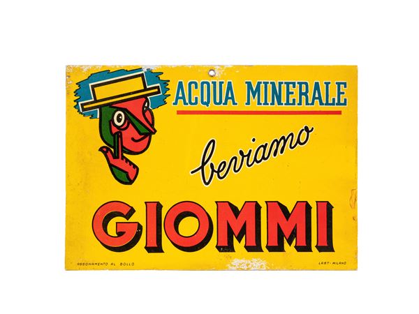 BEVIAMO GIOMMI MINERAL WATER ADVERTISING DISPLAY SIGN