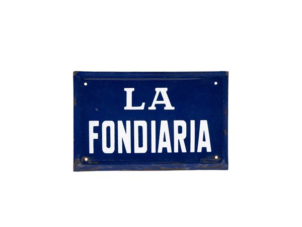 VINTAGE SIGN FOR LA FONDIARIA INSURANCE COMPANY, 1960S