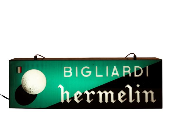 1960s BIGLIARDI HERMELIN ILLUMINATED ADVERTISING SIGN