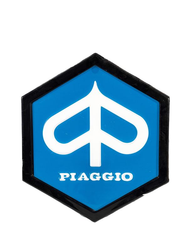 VINTAGE 1980s ORIGINAL PIAGGIO SHIELD ADVERTISING SIGN