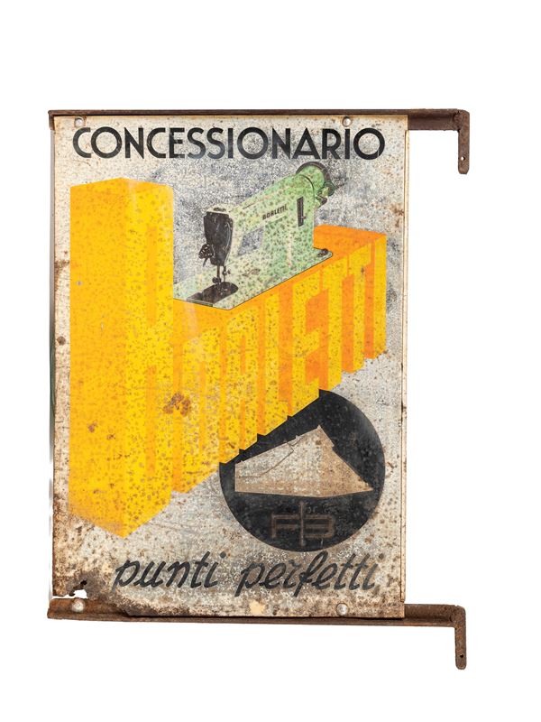 DOUBLE-SIDED 1960s BORLETTI DEALERSHIP ADVERTISING SIGN – PERFECT CONDITION