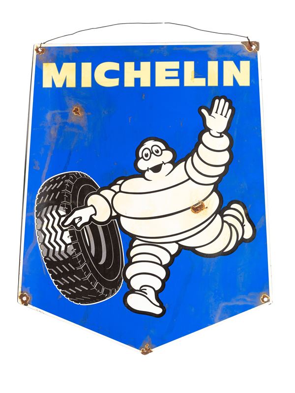 MICHELIN SHIELD ADVERTISING SIGN WITH BLUE BIBENDUM