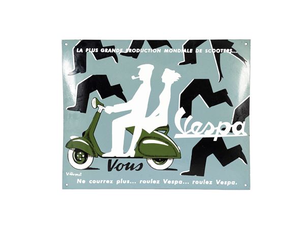 VESPA ADVERTISING SIGN – “LA PLUS GRANDE PRODUCTION MONDIALE DE SCOOTERS”