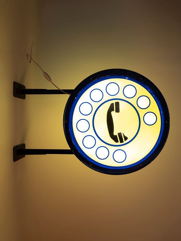 DOUBLE-SIDED ILLUMINATED SIGN FROM A SIP TELEPHONE BOX, 1970S