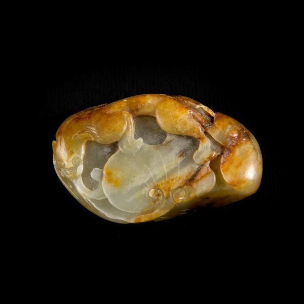 CELADON JADE AND RUST PENDANT