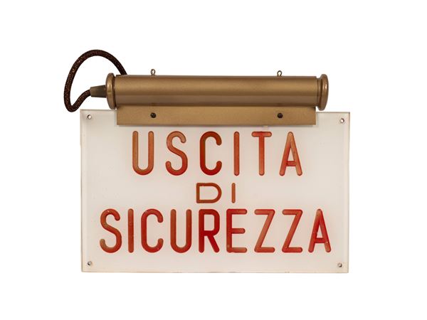 ORIGINAL CINEMA LIGHTED SIGN, 1950s, EMERGENCY EXIT